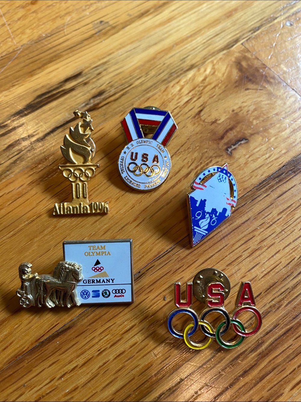 USA Olympic Pins Lot - Red, Blue, Gold, White